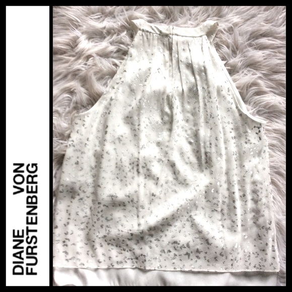NWOT Diane Von Furstenberg Parvay Flutter Foil Top - Picture 7 of 12